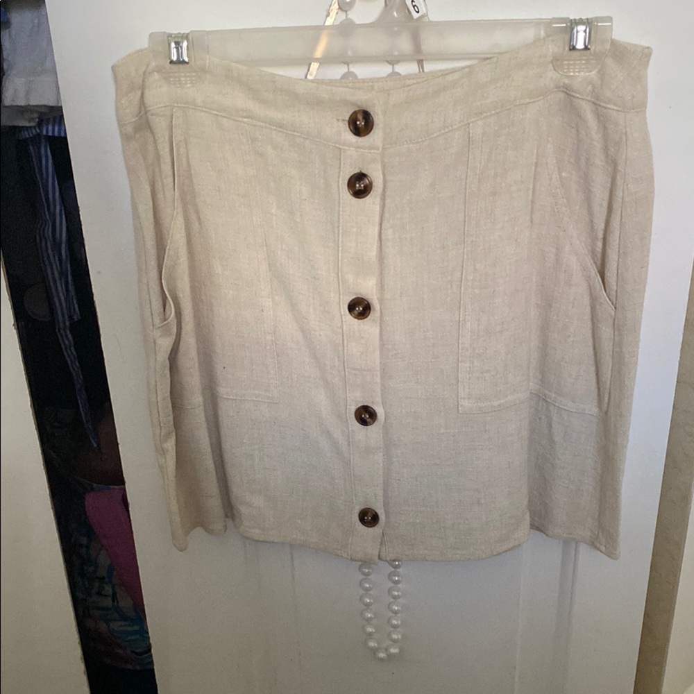 Francesca's Collections Tan A-Line Knee-Length Skirt for Casual Wear